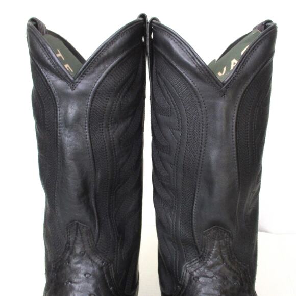 New TECOVAS The Wyatt II Midnight Ostrich Leather Men 11D Western Cowboy Boots - Picture 5 of 12
